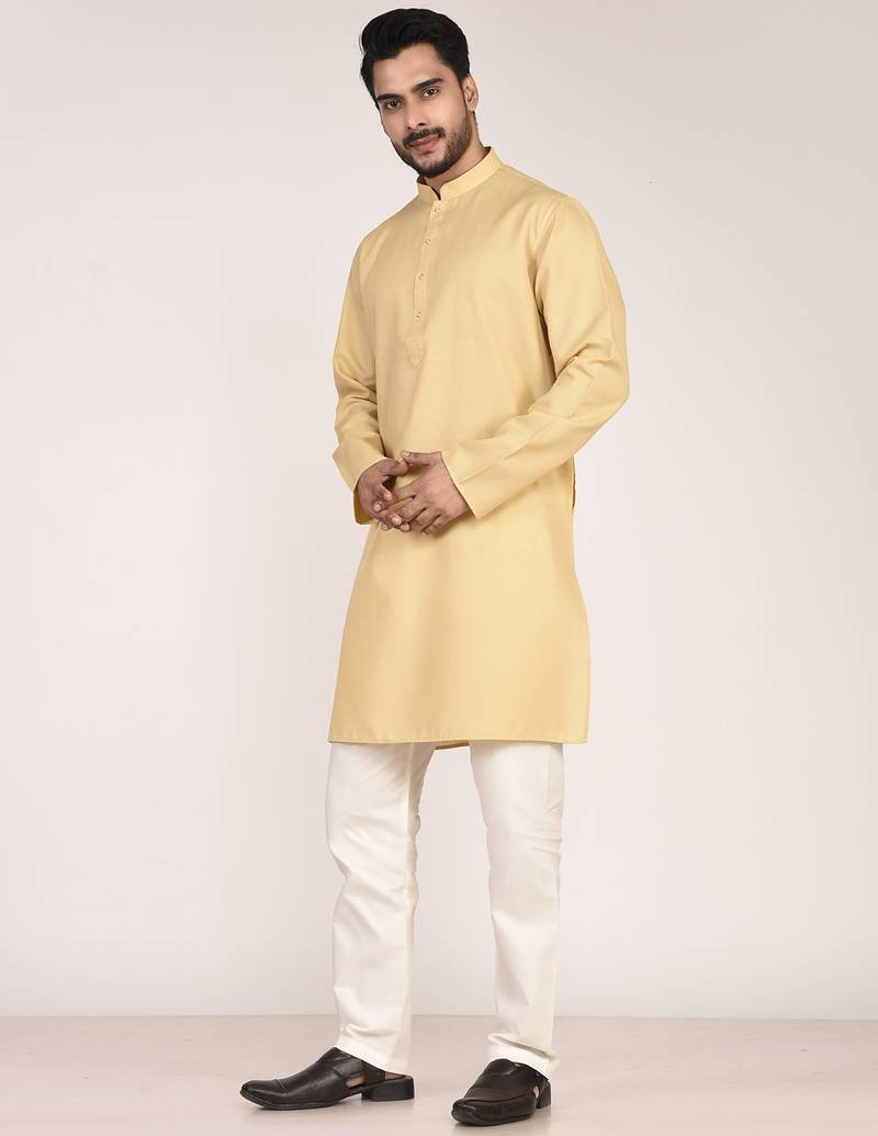 Men's solid cotton straight kurta