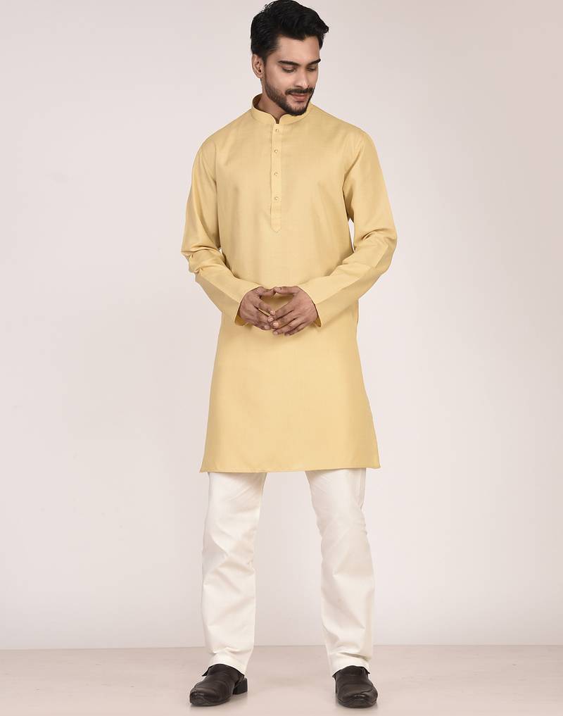 Men's solid cotton straight kurta