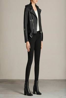 women's black lambskin leather biker jacket classic moto zip style genuine special 1
