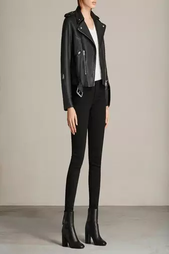 women's black lambskin leather biker jacket classic moto zip style genuine special