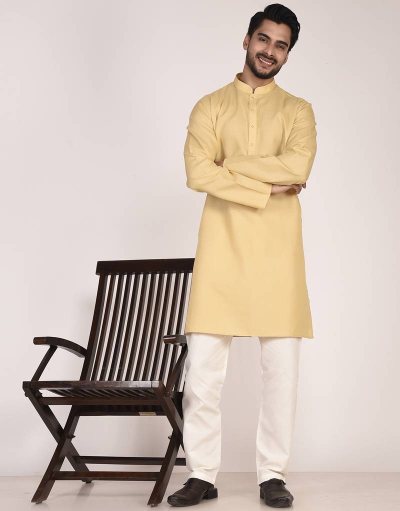 Men's solid cotton straight kurta