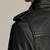 Women’s black lambskin leather jacket- zipper detail rib waist biker stylish look