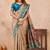 Beige soft silk blend banarasi jacuard work designer party wear saree with unstitched blouse piece