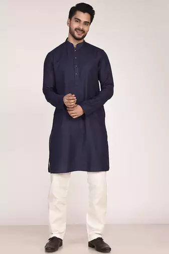 Men's solid cotton straight kurta