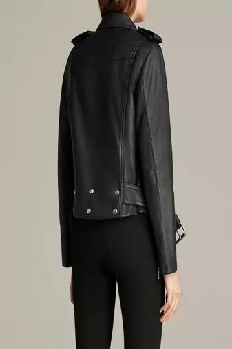 women's black lambskin leather biker jacket classic moto zip style genuine special