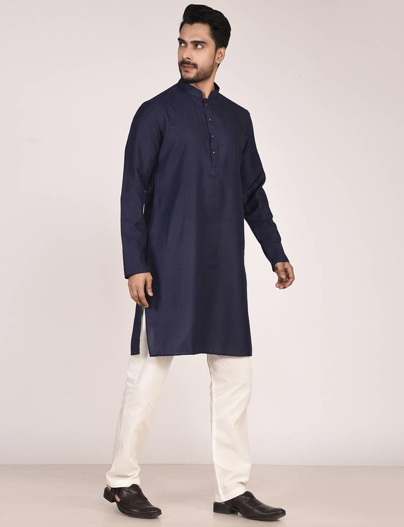 Men's solid cotton straight kurta