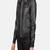 Women’s black lambskin leather jacket- hoodie detail  biker stylish look