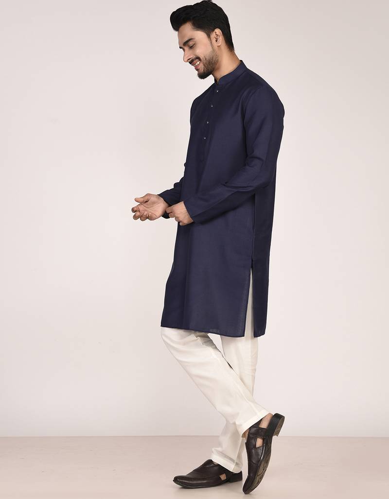 Men's solid cotton straight kurta