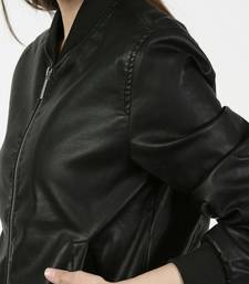 Women’s black lambskin leather jacket bomber jacket biker stylish look