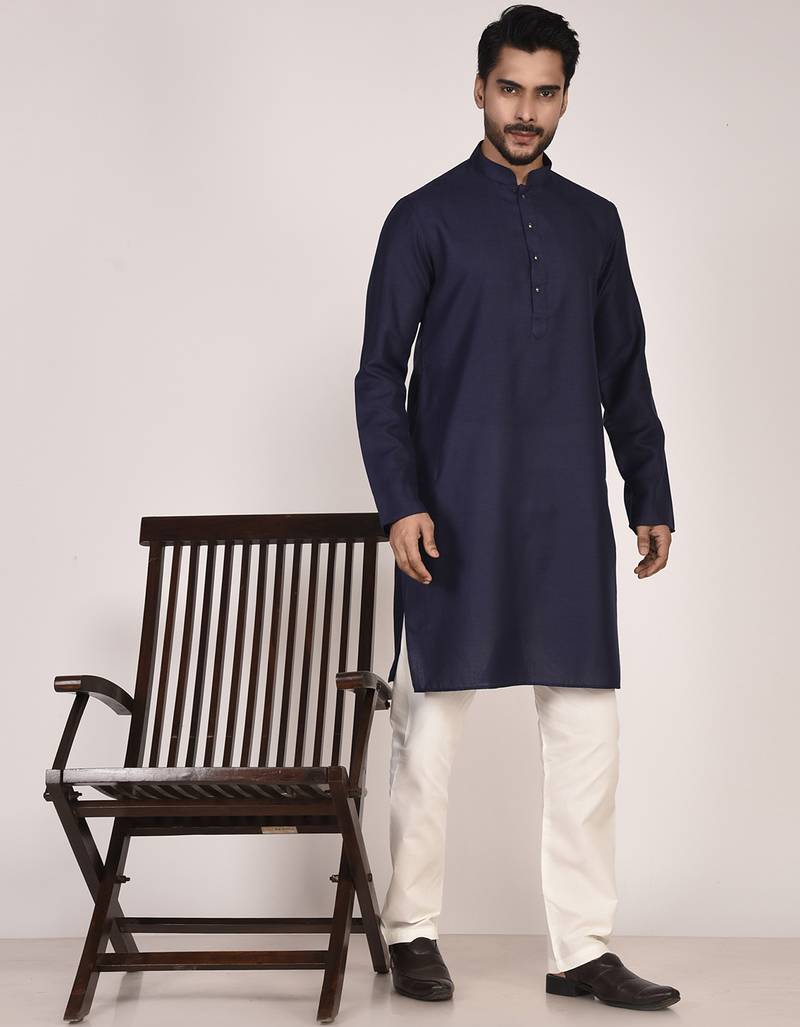 Men's solid cotton straight kurta