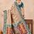 Beige soft silk blend banarasi jacuard work designer party wear saree with unstitched blouse piece