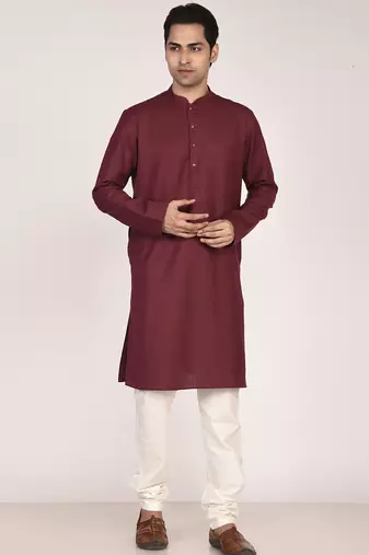 Men's solid cotton straight kurta
