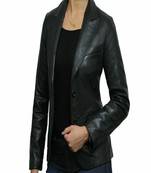 Women’s black lambskin leather jacket-plain look stylish black