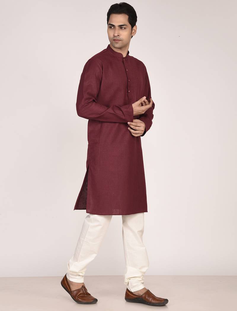Men's solid cotton straight kurta