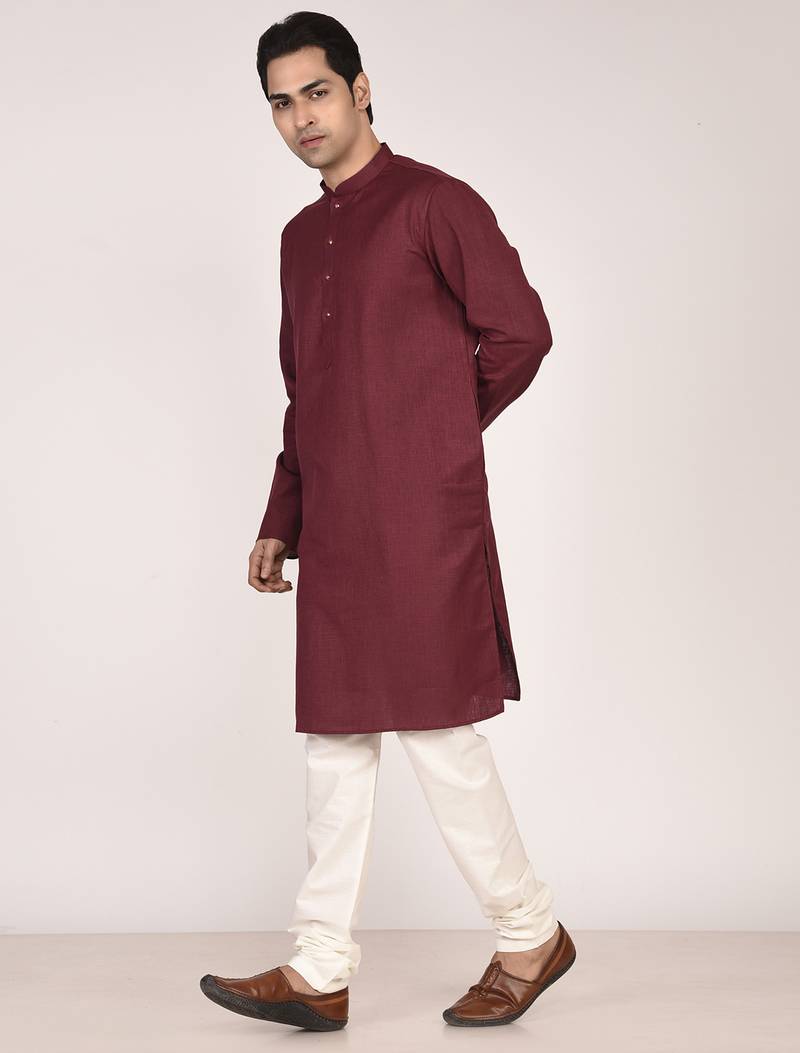 Men's solid cotton straight kurta