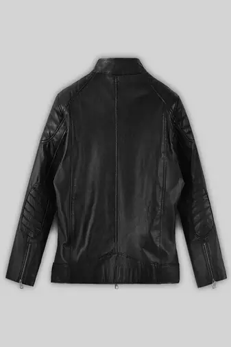 women's black lambskin cafe racer jacket band collar racer style exclusive