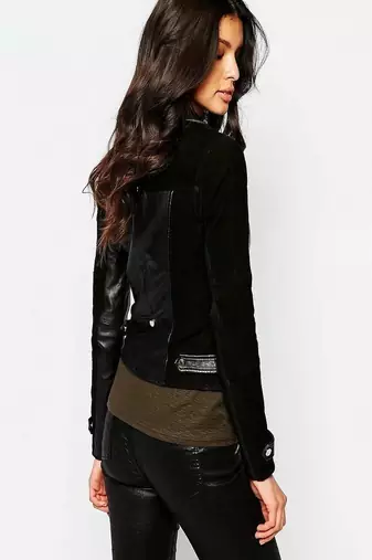 women's black lambskin leather biker jacket adjustable belted waist premium