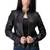 Women’s black lambskin leather jacket quilted shoulder biker jacket