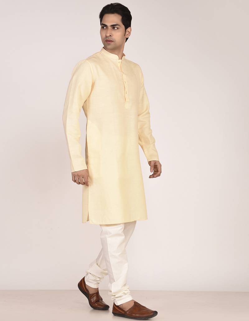 Men's solid cotton straight kurta