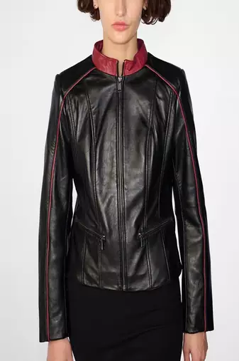 women's black lambskin leather jacket classic zip up style premium versatile