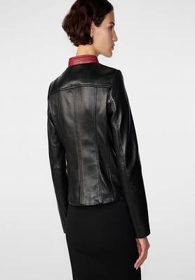 women's black lambskin leather jacket classic zip up style premium versatile 2