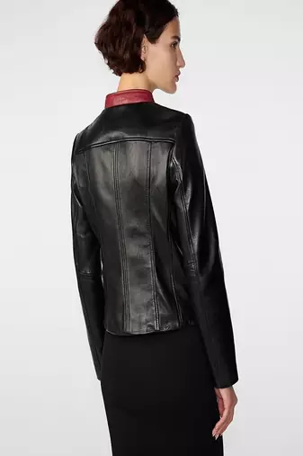 women's black lambskin leather jacket classic zip up style premium versatile