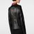 Women’s black lambskin leather jacket- zipper detail red collar plain jacket