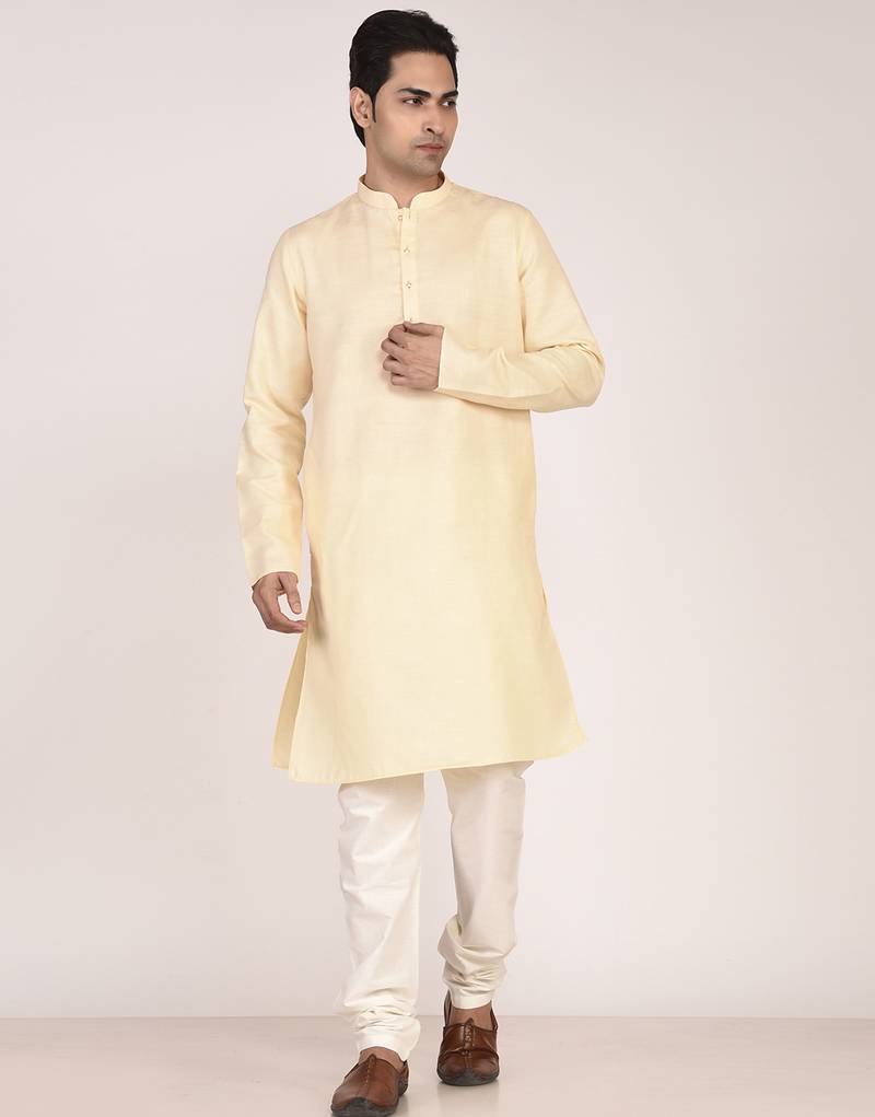 Men's solid cotton straight kurta
