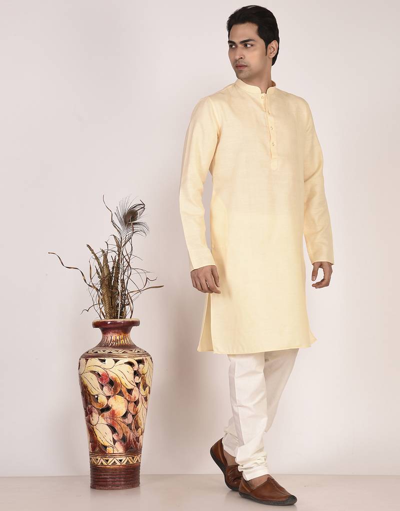 Men's solid cotton straight kurta