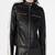 Women’s stylish look  black lambskin leather jacket- zipper detail café racer
