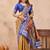 Mustard blue soft silk blend banarasi jacuard work designer party wear saree with unstitched blouse piece