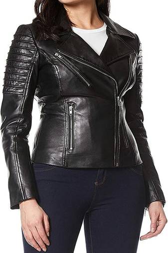 women's black lambskin leather jacket classic zip up style premium timeless
