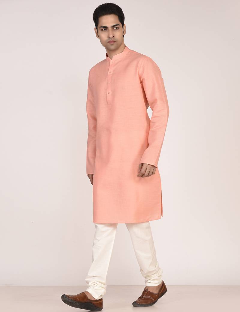 Men's solid cotton straight kurta