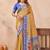 Mustard blue soft silk blend banarasi jacuard work designer party wear saree with unstitched blouse piece