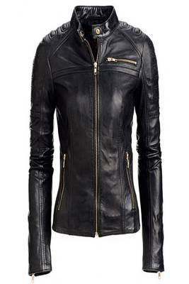 women's black lambskin leather biker jacket adjustable belted waist exclusive 1