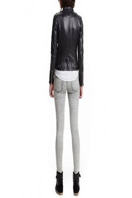 women's black lambskin leather biker jacket adjustable belted waist exclusive 2