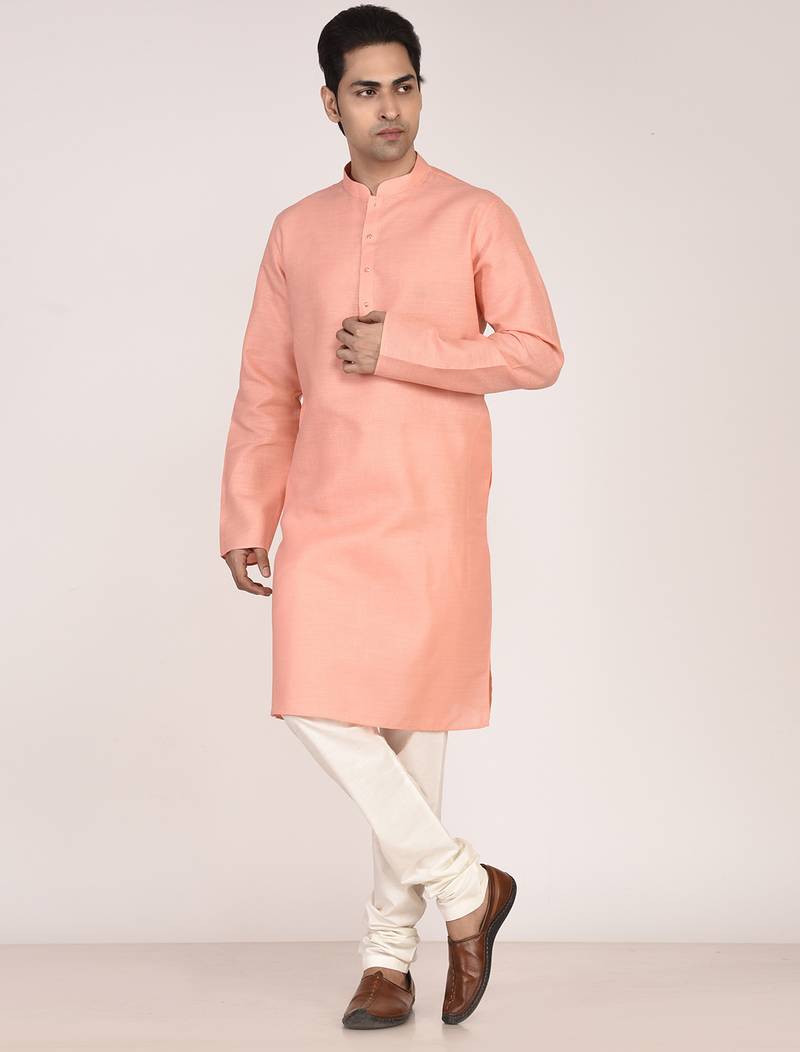 Men's solid cotton straight kurta