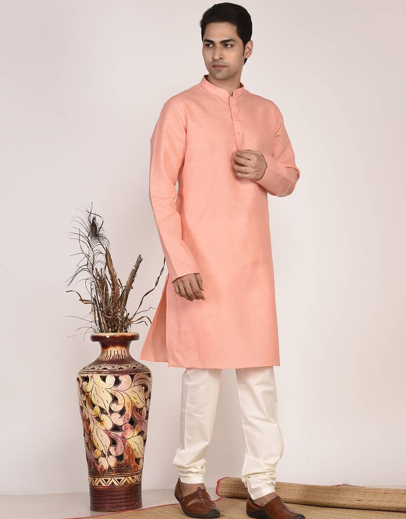 Men's solid cotton straight kurta