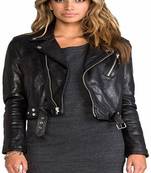Women’s soft  black lambskin leather jacket café racer jacket