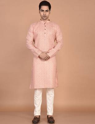 Men's straight cotton printed kurta 1