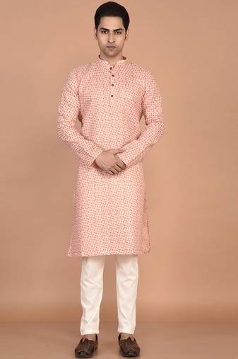 Men's straight cotton printed kurta