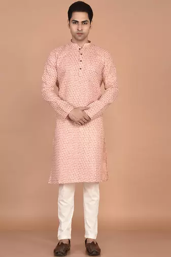 Men's straight cotton printed kurta