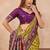 Neon wine soft silk blend banarasi jacuard work designer party wear saree with unstitched blouse piece