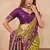 Neon wine silk blend banarasi saree with unstitched blouse piece
