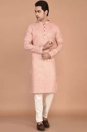 Men's straight cotton printed kurta