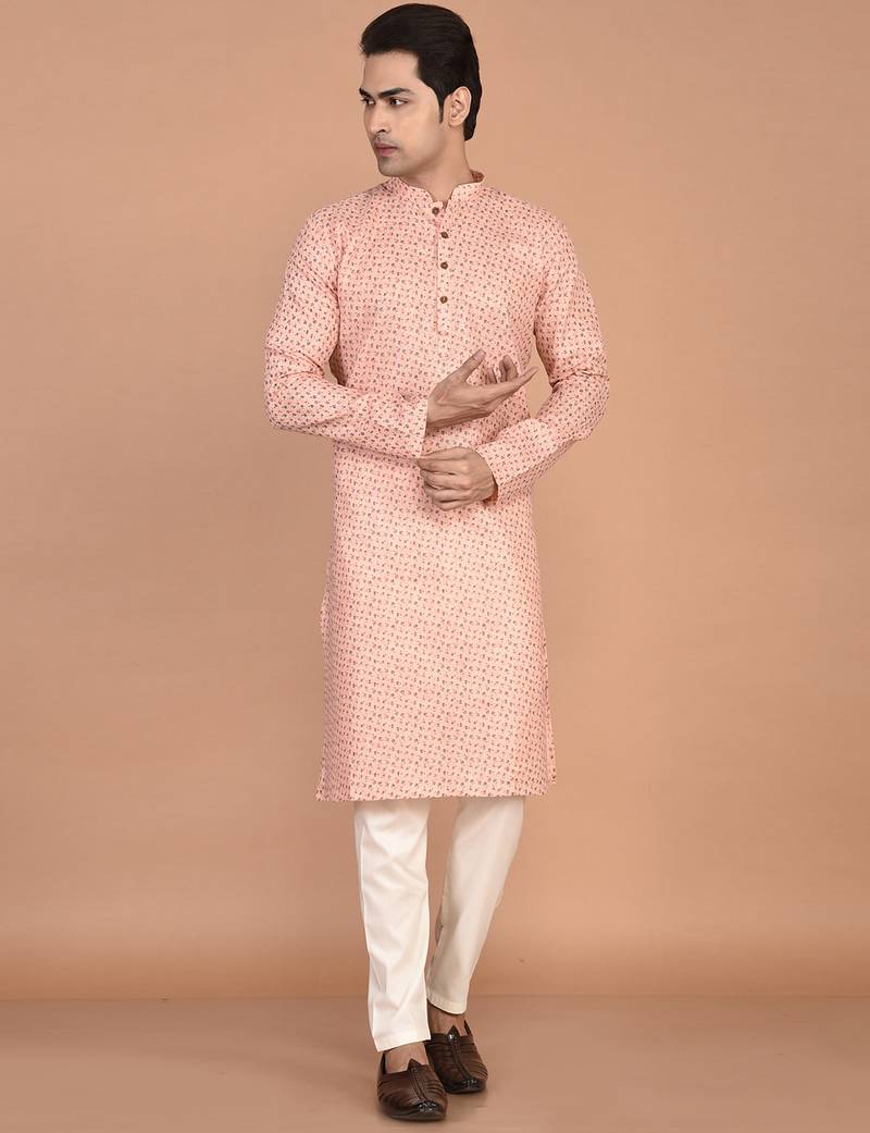Men's straight cotton printed kurta