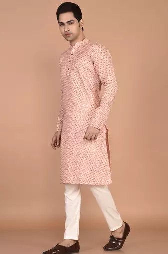 Men's straight cotton printed kurta