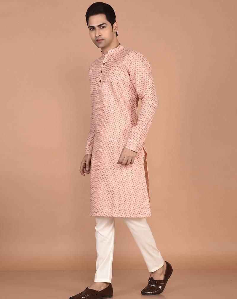 Men's straight cotton printed kurta