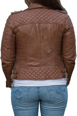 women's black lambskin leather biker jacket premium quilted design distinctive 2