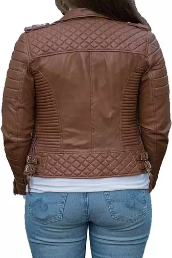 women's black lambskin leather biker jacket premium quilted design distinctive